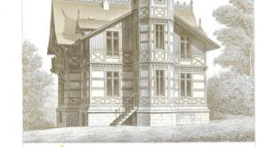 1873 Architectural Print Maison de Campagne, Limoges, France, Country House