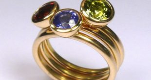 3 rings, gold 750 / -, peridot, garnet, amethyst, faceted