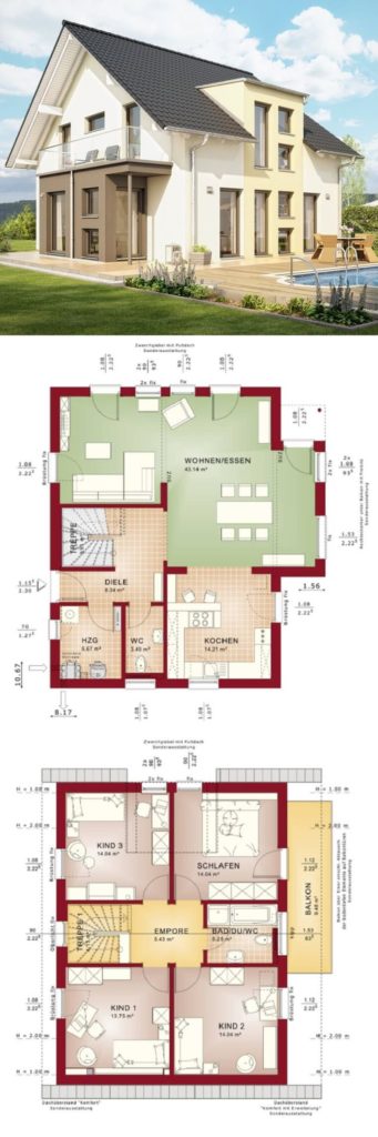 Detached house new build modern with saddle roof Architecture & conservatory bay window with ...