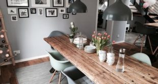Dining room with solid timber table of timber love in industrial design Massivho ...