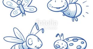Download vector "Set of cute little cartoon insects: lady bug, ...