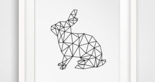 Geometric digital art with rabbit print Rabbit von MelindaWoodDesigns