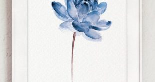 Lotus Set of 2 Idea Watercolor Gift. Blue water flower art print home decor ...