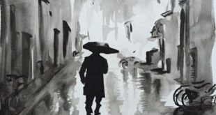 Man in the rain ORIGINAL painting