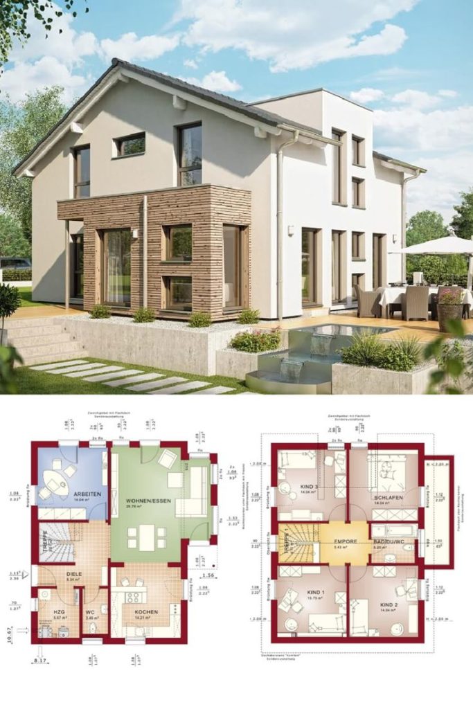 Modern design house with pitched roof - prefab house Celebration 137 V8 Bien Zenker ...