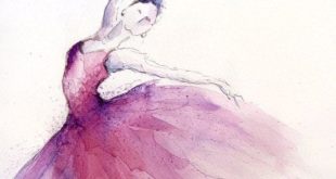 Original watercolor art painting Ballerina by Ewa by EwArtStudio