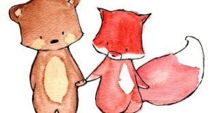 Pals - Fox and Bear --- Art print illustration in nursery 8x10