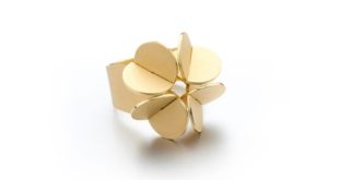 Ring leaf type. 750 yellow gold or silver plated.