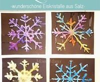 Salt painting - colorful ice crystals from salt