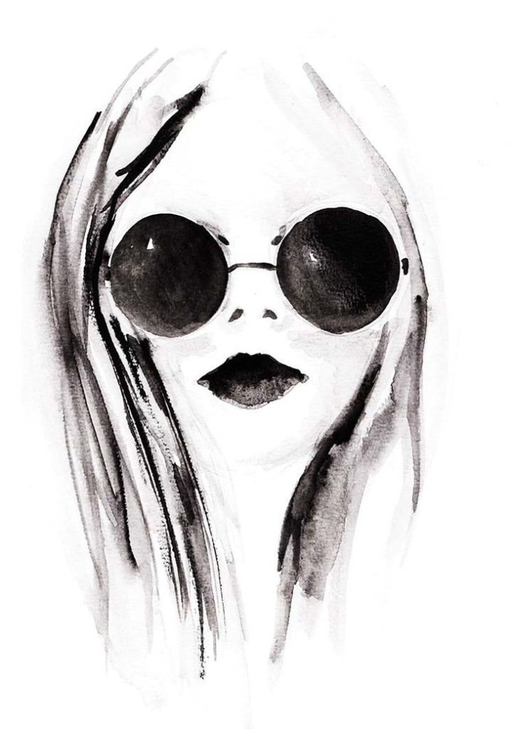 Stress at school, face illustration, watercolor, modefigurinen, school, stre ...