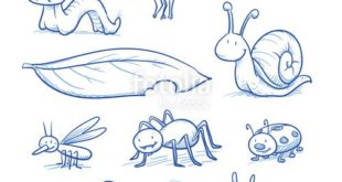 Vector: Set of Cute Little Cartoon Insects and Small Animals: Beetle, Bee, Worm, ...