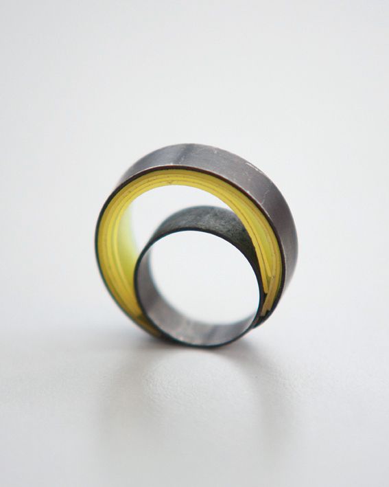 handmade ring • silver • PVC by Ioulia Kirikou