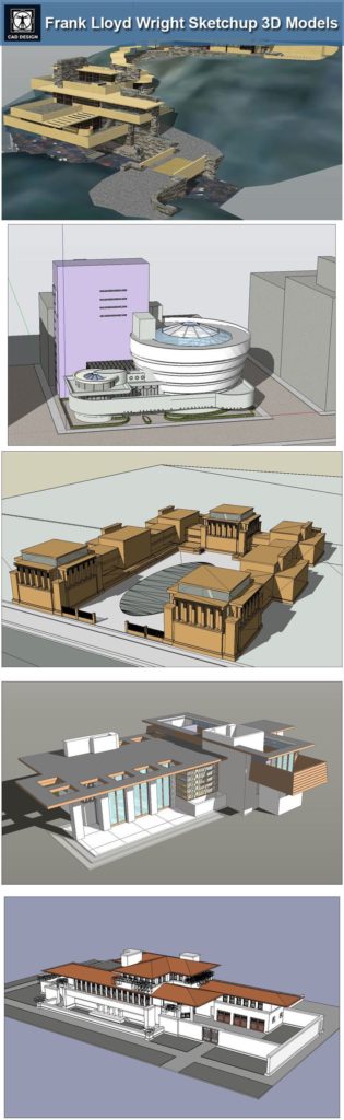 16 projects by Frank Lloyd Wright Architecture Sketchup 3D Models (Recommended!)