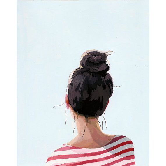 8x10 hair art bun print Top Knot 24 by Elizabeth Mayville on Etsy, € 15.56