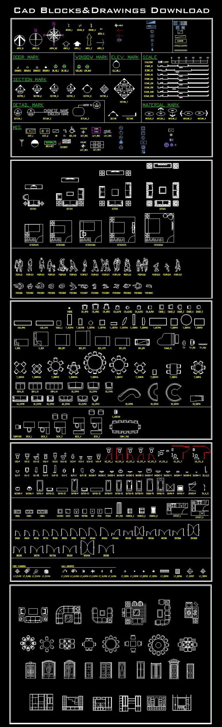 AutoCAD Blocks | AutoCAD symbols | CAD Drawings | Details of the ...