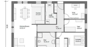 BGX7 106 m 2-room bungalow floor plan