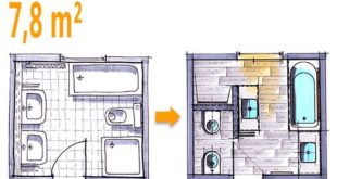 Badplanung Example 7,8 qm Modern full bathroom with functional areas