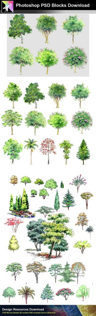 Bl Landscape Blocks PSD Photoshop Bl Hand-painted Tree Blocks