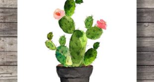 Cactus Art Print | Watercolor cactus | Hand painted watercolor cactus ...