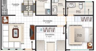 Design of houses with two simple rooms and a corridor