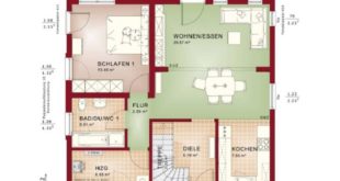 Detached house with gallery and sloping roof - Floor plan of the prefabricated house Solution 151 ...