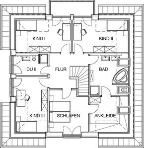 Floor plan of the town of the city with 92.53 m² of living space in the attic