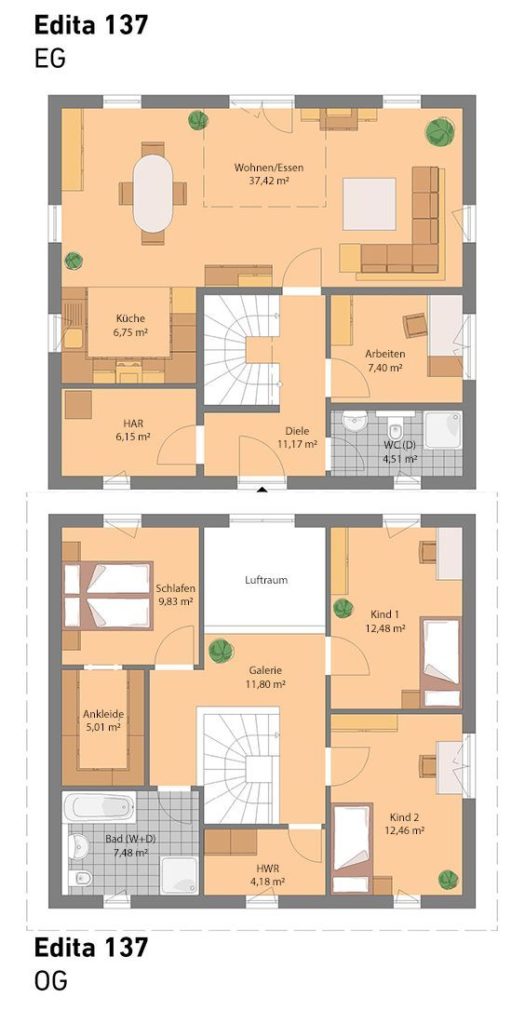 Floor plan without cellar (also possible with cellar) Individually adaptable!
