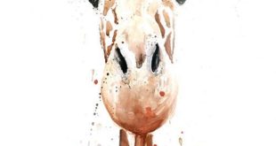 GIRAFFE watercolor giraffe painting art giraffe by SignedSweet