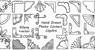 Hand-drawn images, corners, clipart, corners, clipart, overlay of photos, p ...