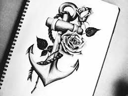 Image result for anchor with rose tattoo - Dwg Drawing Download