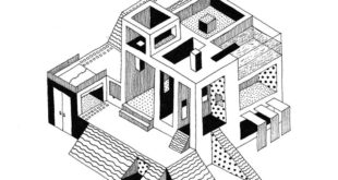 Impossible architectural figure. Black pencil Line. Place. Geometric. Illustration ...