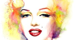 Marilyn Monroe watercolor painting print - yellow rose