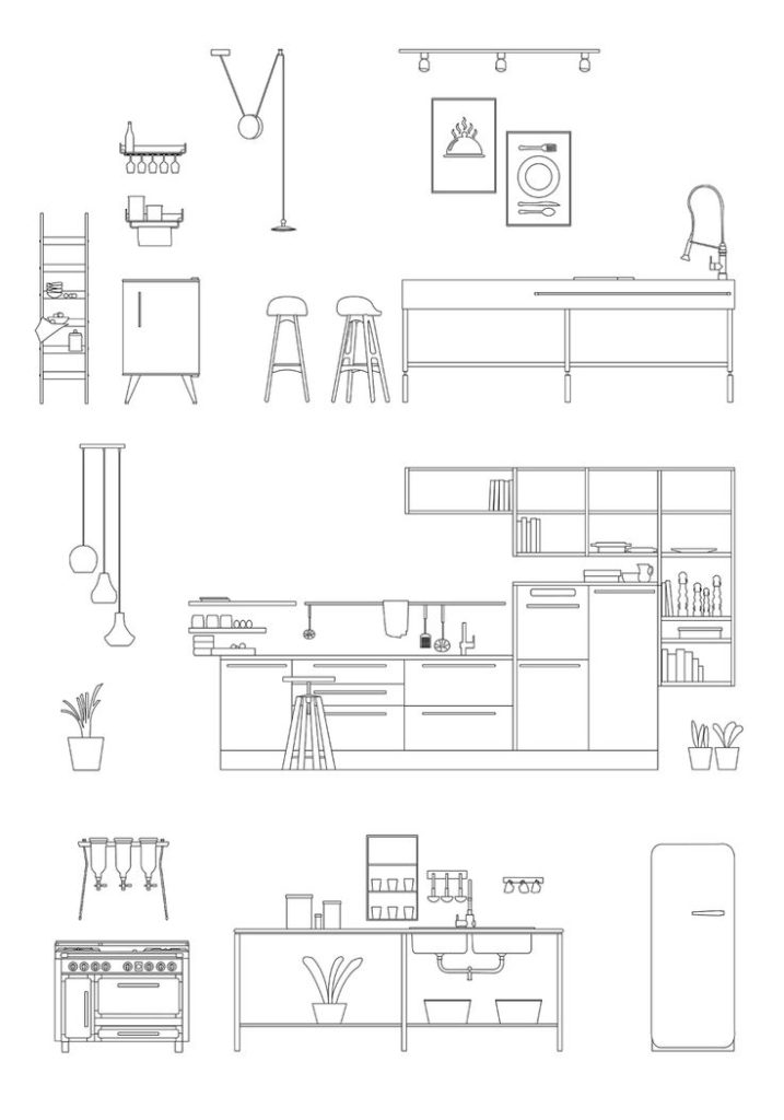 Modern kitchen Dwg Pdf Ai | CAD | toffu.co