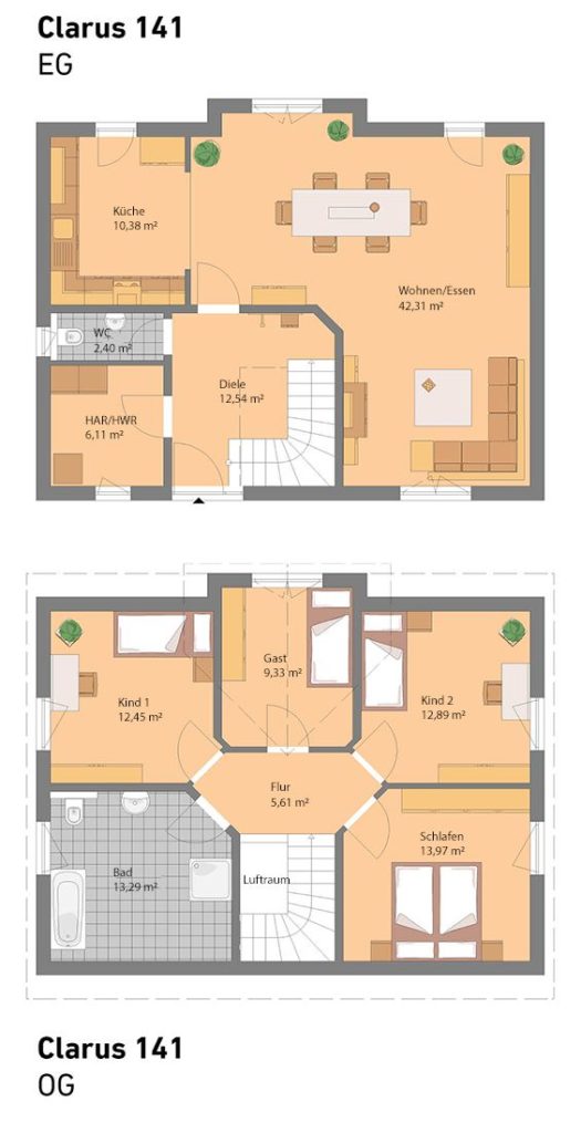 Our Clarus has 141 m2 and is manufactured in solid construction. Optional is also ...