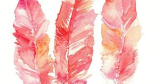Pink feathers Watercolor, Fine art Giclee print Feather art