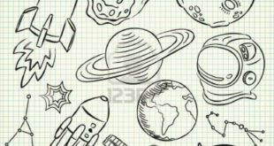 Space doodle set Stock Photo