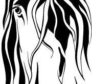 Stylized horse head decal, approx. 6 in height Available in black or white.