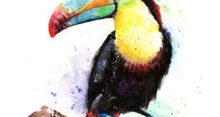 TOUCAN ART PRINT rainbow toucan peak billed by SignedSweet