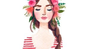 This is the print of my original watercolor by a beautiful lady wearing a ...