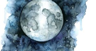 Watercolor Painting of the moon painting titled, "Good evening Luna Luna, Luna ... ($ 12) ❤ l ...