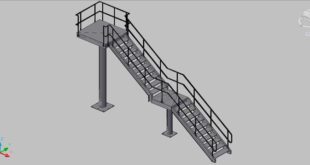 straight staircase of two sections in 3 dimensions