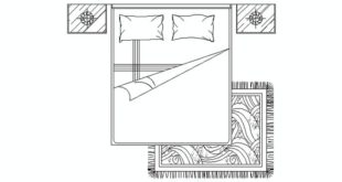 173 cm double bed, plan view