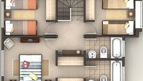 Floor plan of 200 m2 on two floors