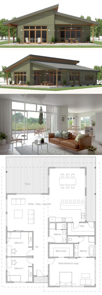 House Floor, House Plans, Small House, Modern House