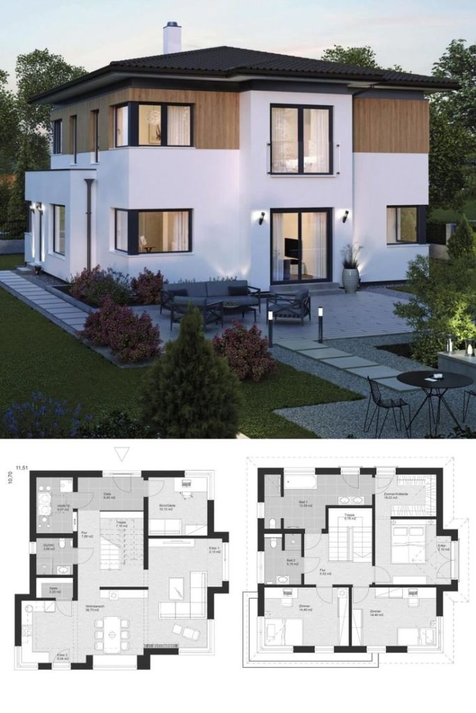 Townhouse in modern rural style with wooden facade, extension of window and ceiling arch to ...