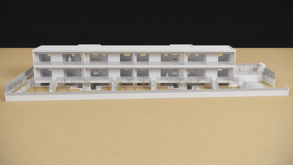 Architectural circuit diagram for a complex of small apartments in Niki