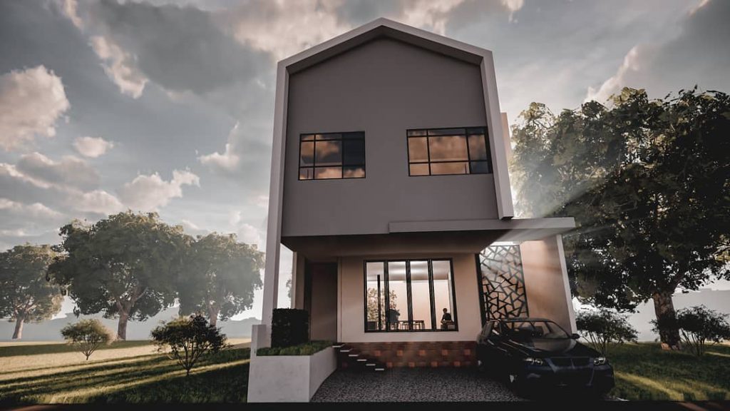 6x12 m townhouse plan render.