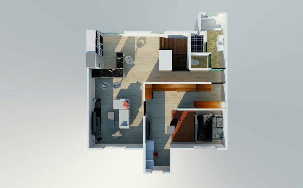 ,
Floor plan for an independent, elegant lady living on the top floor.
Specificat