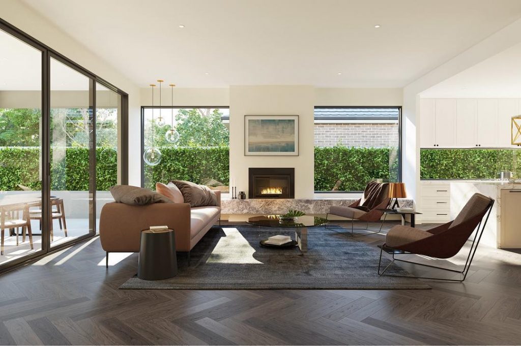 Living area at Mount Waverley House, designed by