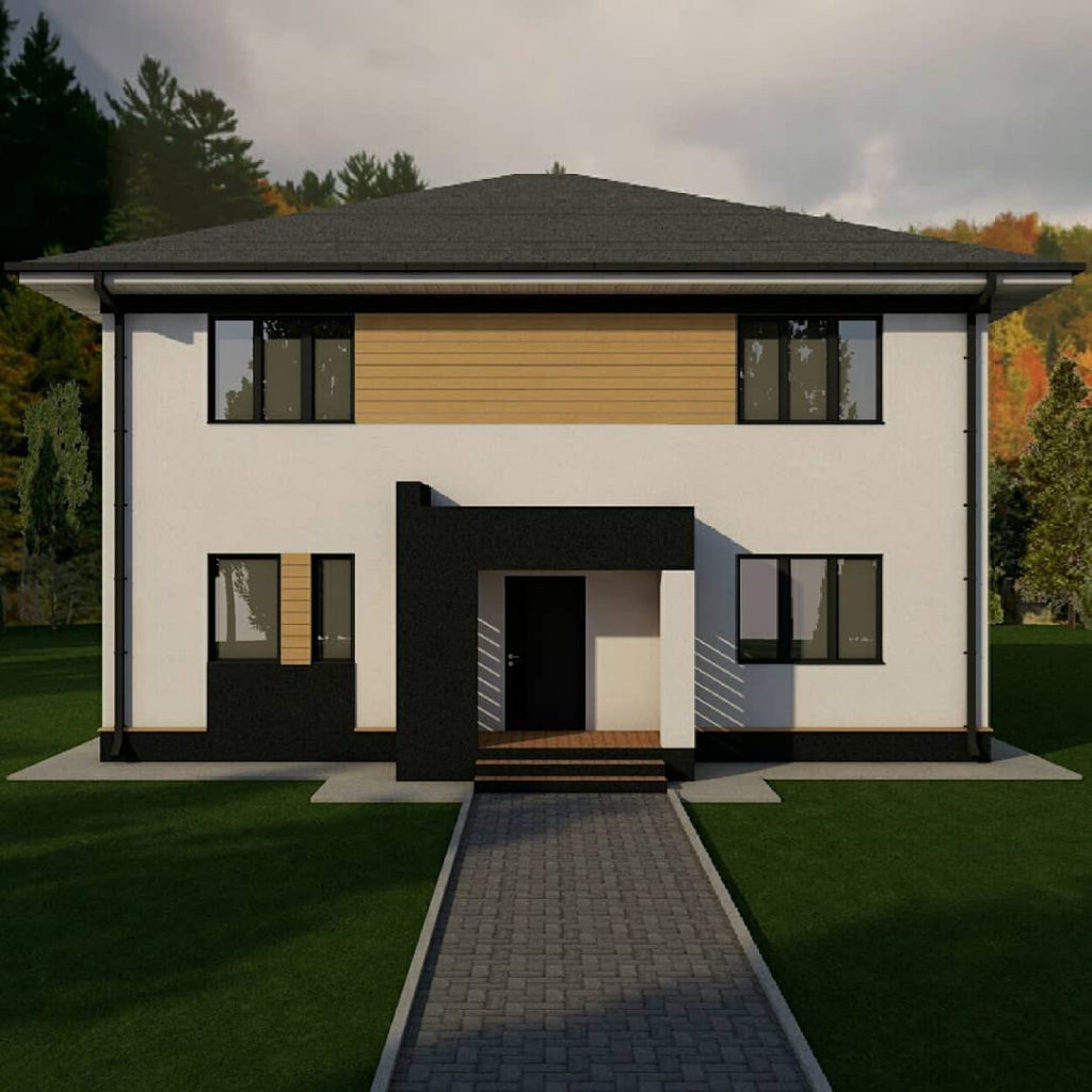 More photos of the facades of the last project. Facade stucco painted white and che